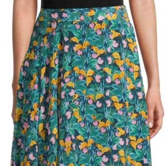 Diane Von Furstenberg Denver Tropical Floral Silky Midi Asymmetrical Hem Skirt - Picture 6 of 16